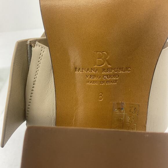 Banana Republic D'Orsay Womens Mule Heels Open Toe Cream Leather Size 8 Preowned - Picture 6 of 7